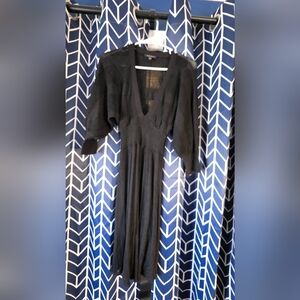bebe Black V-Neck Ribbed Maxi Dress